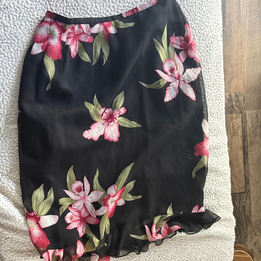 Carlisle Black Skirt with Pink Floral Design